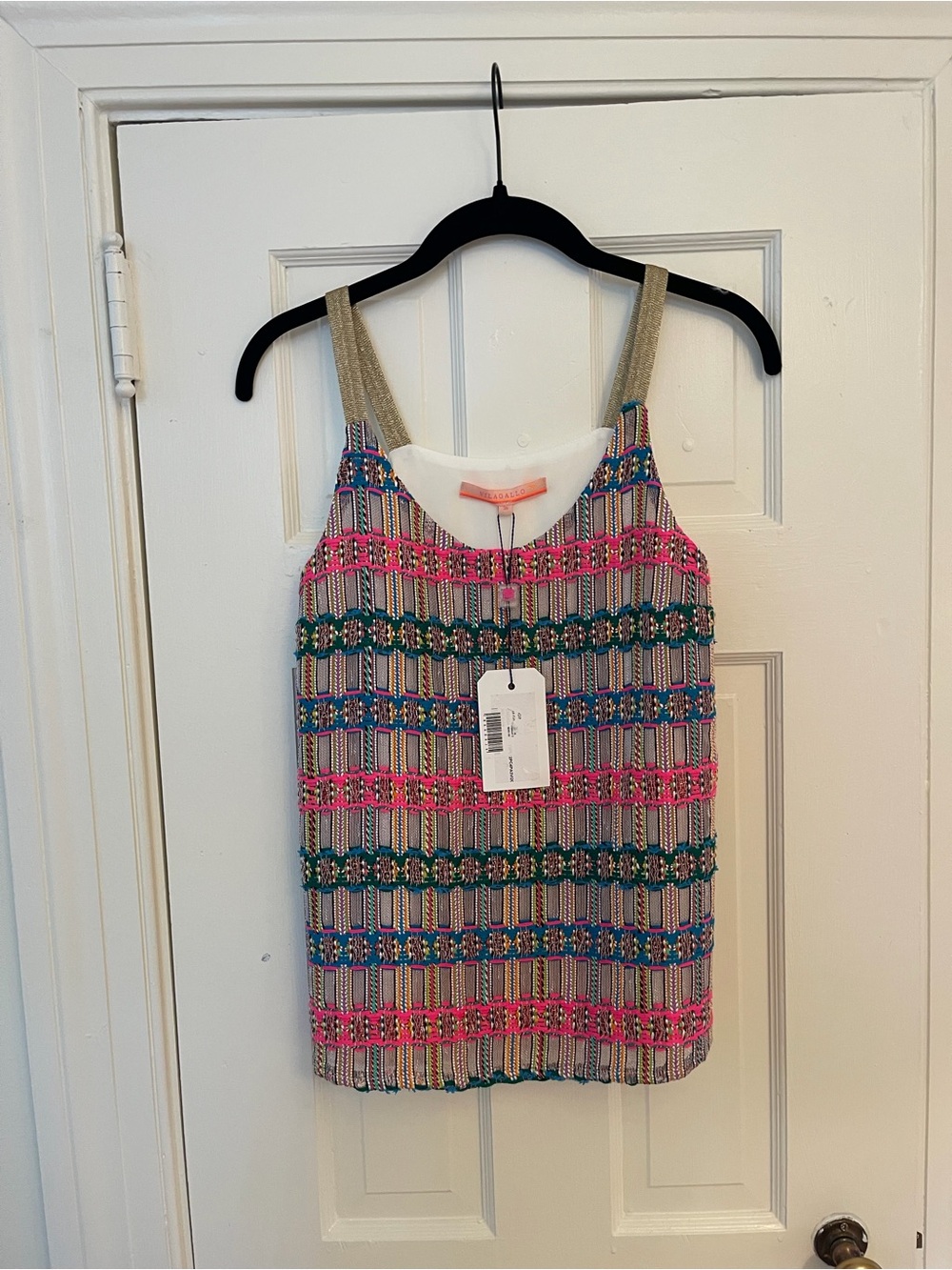Beaded Multicolor Tank Top with Gold Straps